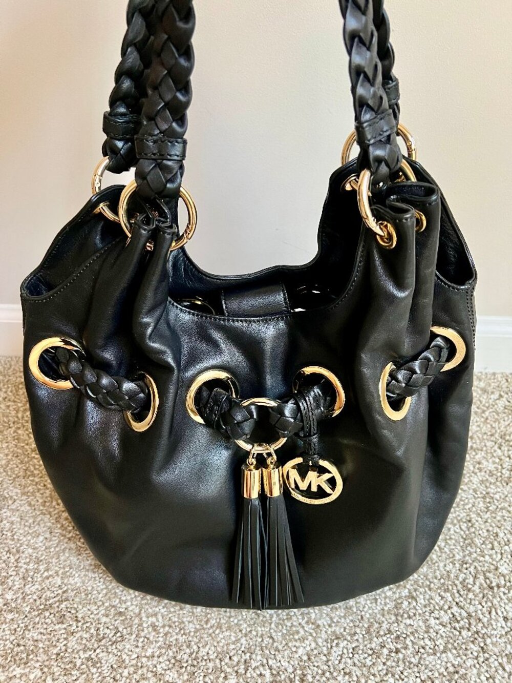 *NWT* MICHAEL Michael Kors Braided Astor Large Shoulder Handbag/Tote/Black